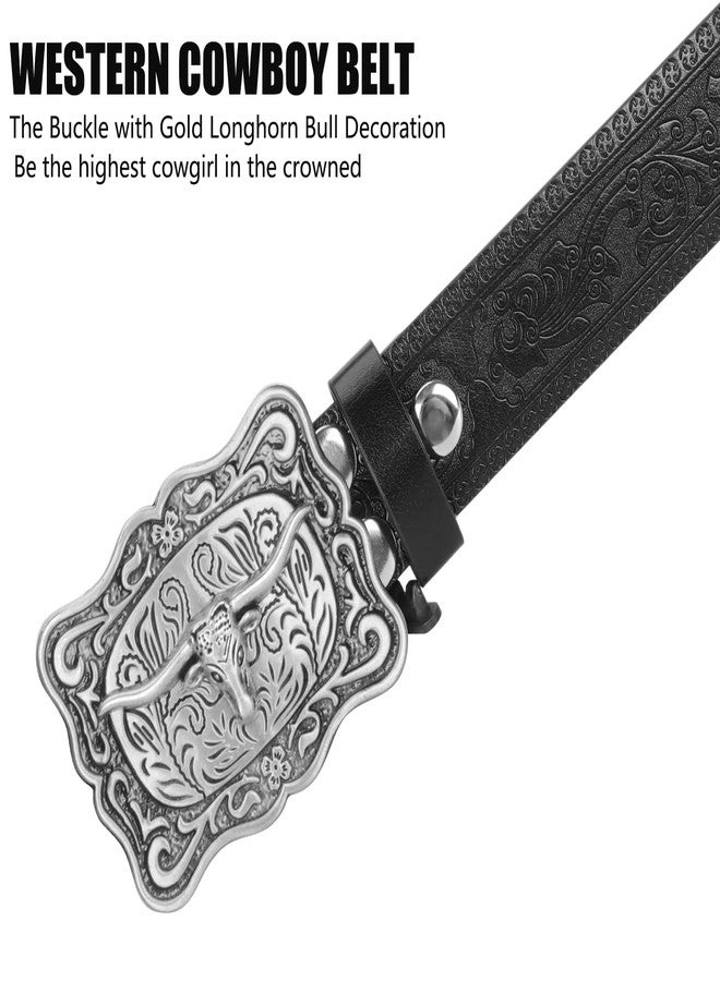 XuoAz Western Cowboy Belts for Men Women - Longhorn Bull Decoration Pu Leather Cowgirl-Country-Belt for Jeans Pants - Image 3